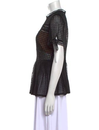 Self-Portrait Lace Pattern Crew Neck Top