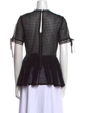 Self-Portrait Lace Pattern Crew Neck Top