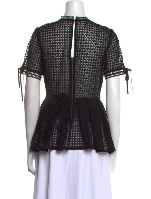 Self-Portrait Lace Pattern Crew Neck Top