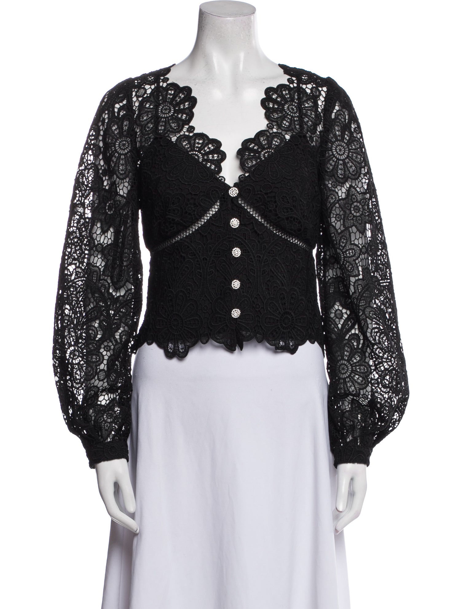 Self-Portrait Lace Pattern V-Neck Crop Top w/ Tags