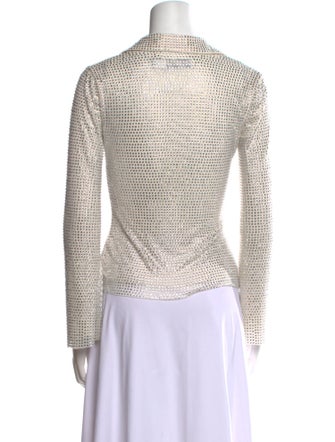 Self-Portrait Patterned Long Sleeve Crop Top