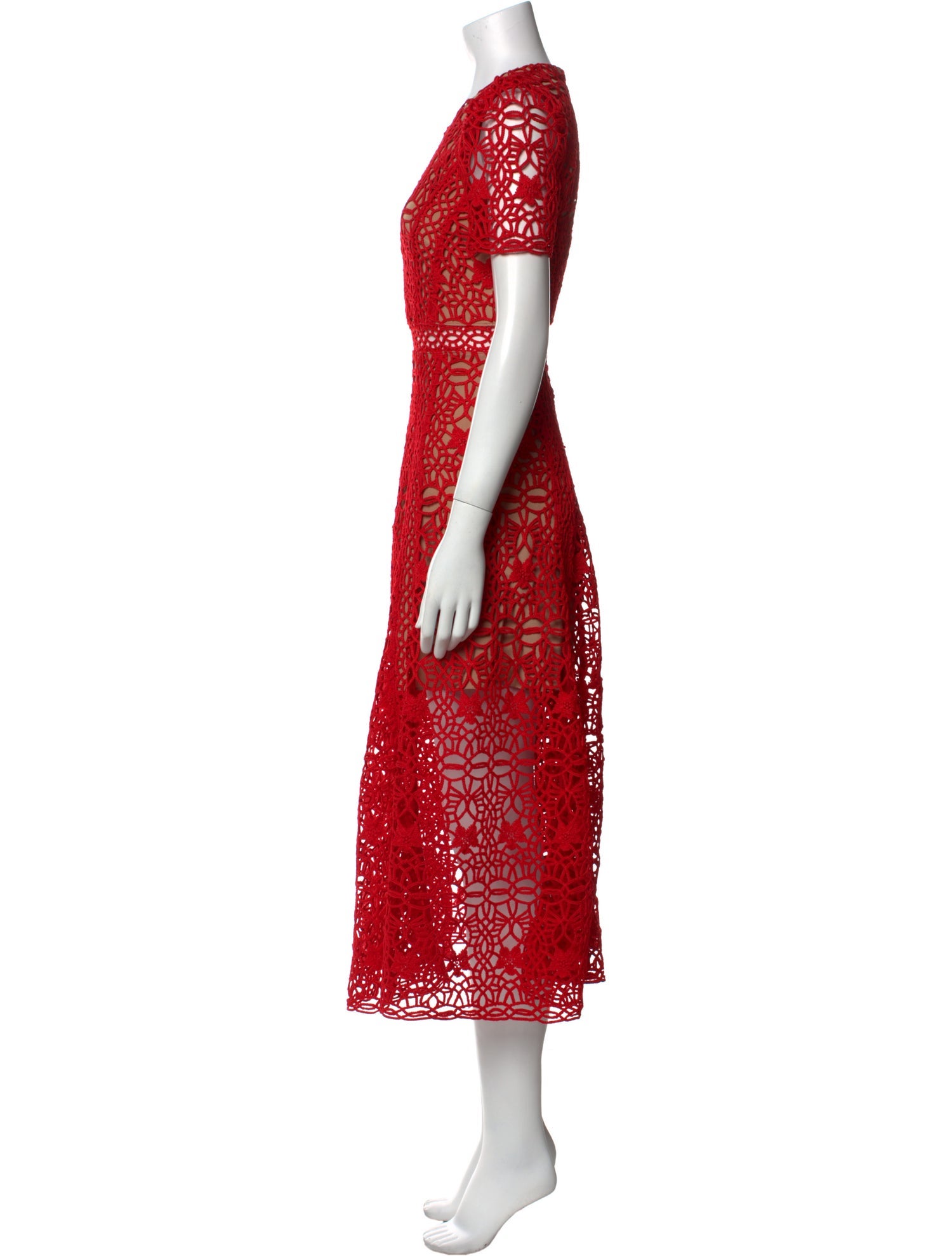 Self-Portrait Lace Pattern Midi Length Dress