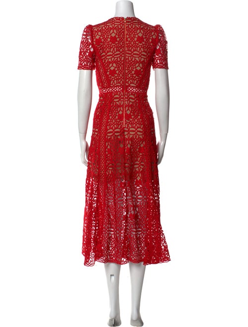 Self-Portrait Lace Pattern Midi Length Dress
