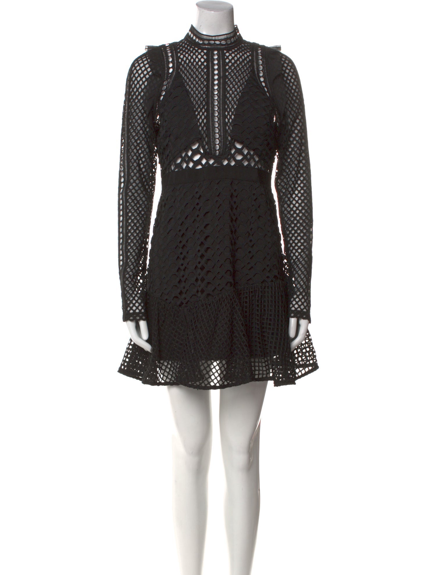 Self-Portrait Lace Pattern Mini Dress