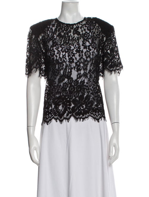 Self-Portrait Lace Pattern Crew Neck Top