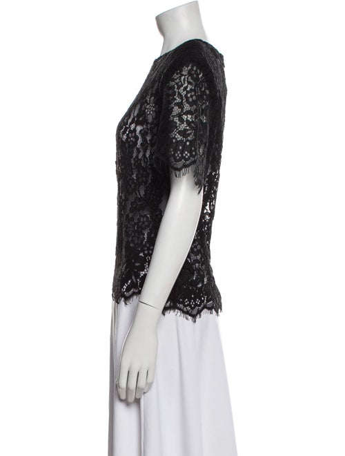 Self-Portrait Lace Pattern Crew Neck Top