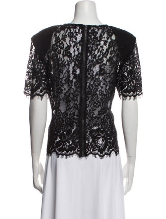 Self-Portrait Lace Pattern Crew Neck Top