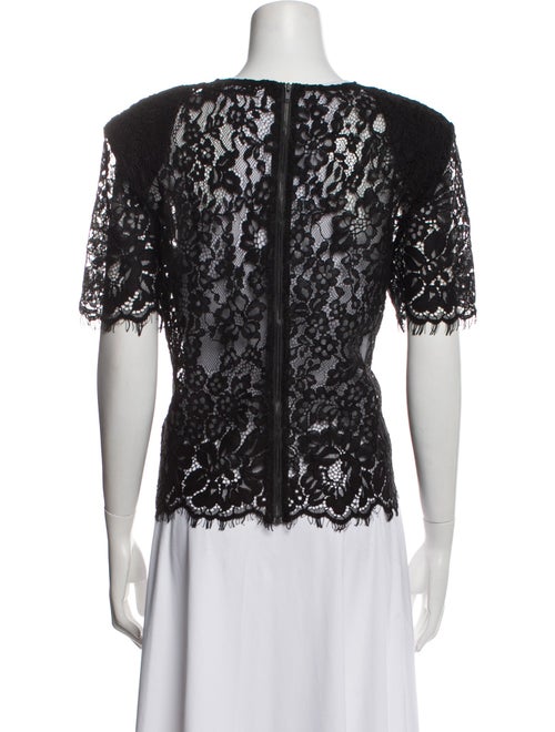 Self-Portrait Lace Pattern Crew Neck Top