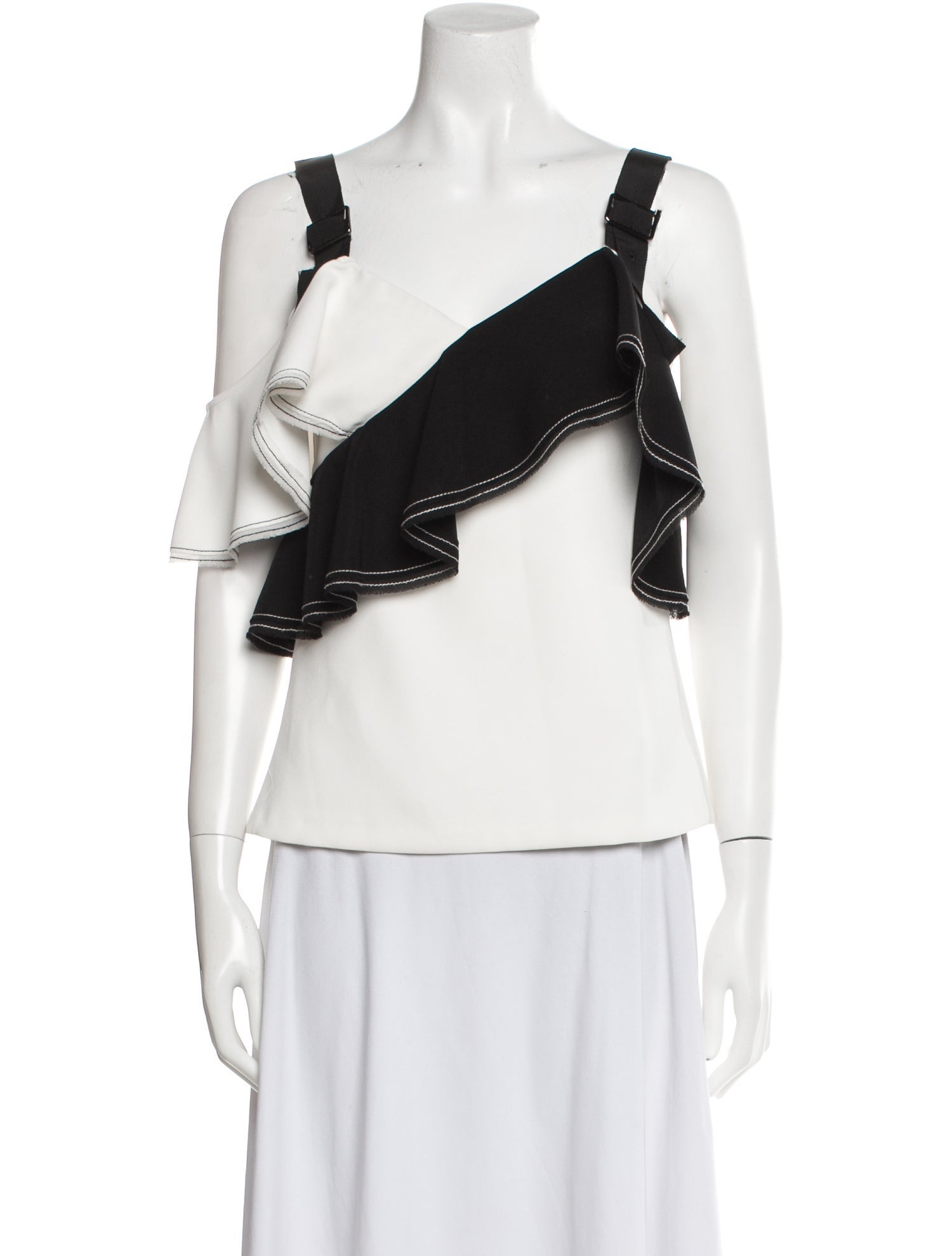 Self-Portrait One-Shoulder Sleeveless Top