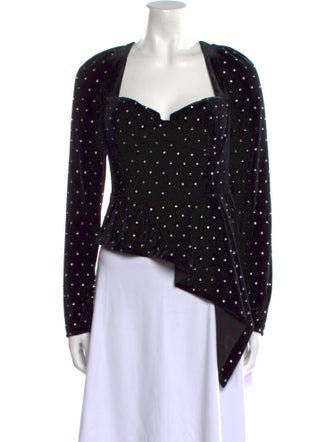 Self-Portrait Polka Dot Print Square Neckline Crop Top