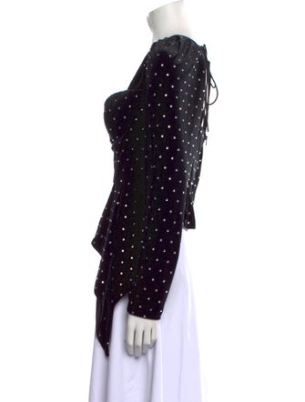 Self-Portrait Polka Dot Print Square Neckline Crop Top