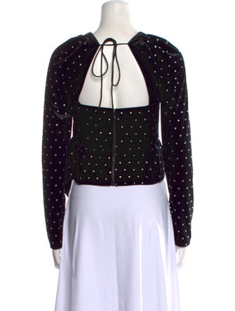 Self-Portrait Polka Dot Print Square Neckline Crop Top