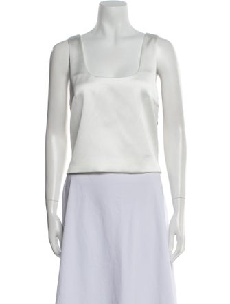 Self-Portrait Square Neckline Sleeveless Crop Top