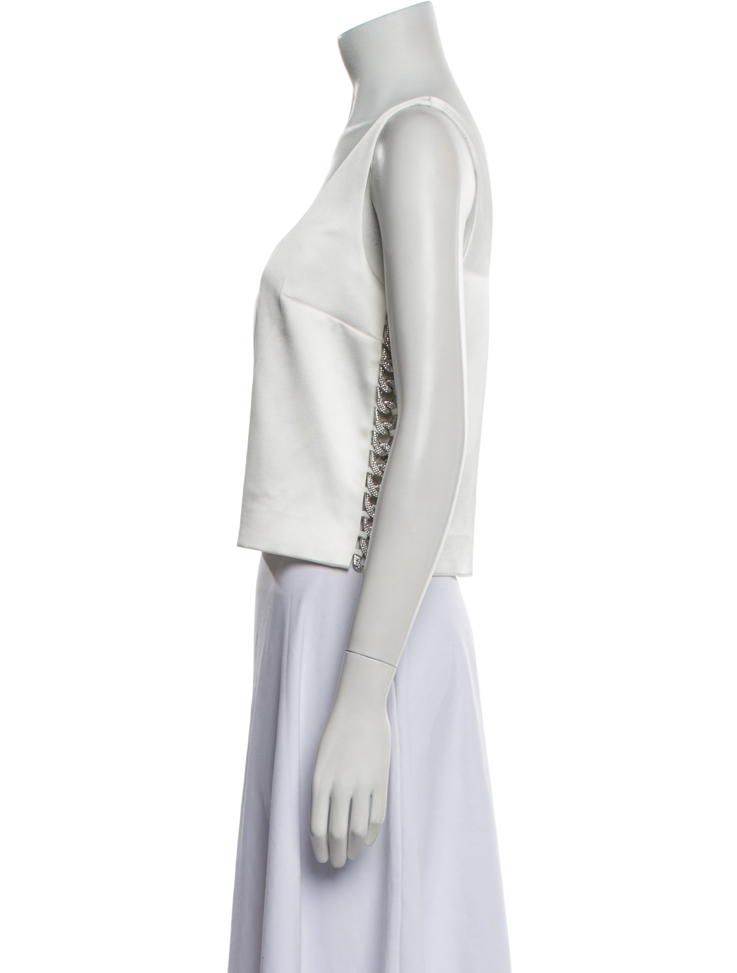 Self-Portrait Square Neckline Sleeveless Crop Top