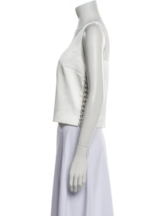 Self-Portrait Square Neckline Sleeveless Crop Top