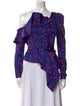 Self-Portrait Printed One-Shoulder Blouse