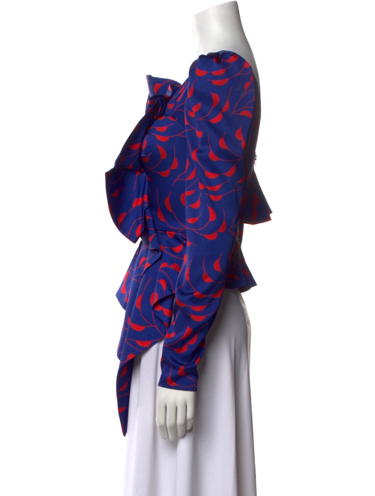 Self-Portrait Printed One-Shoulder Blouse