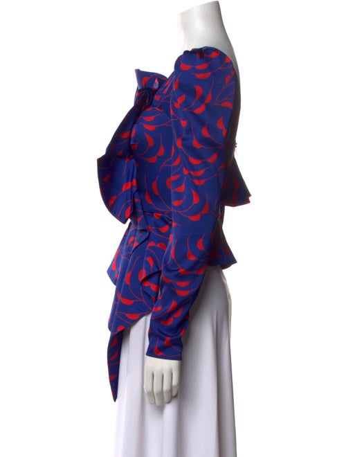 Self-Portrait Printed One-Shoulder Blouse