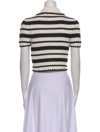 Self-Portrait Striped Short Sleeve Crop Top