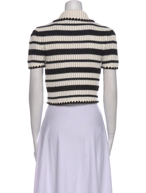 Self-Portrait Striped Short Sleeve Crop Top