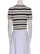 Self-Portrait Striped Short Sleeve Crop Top