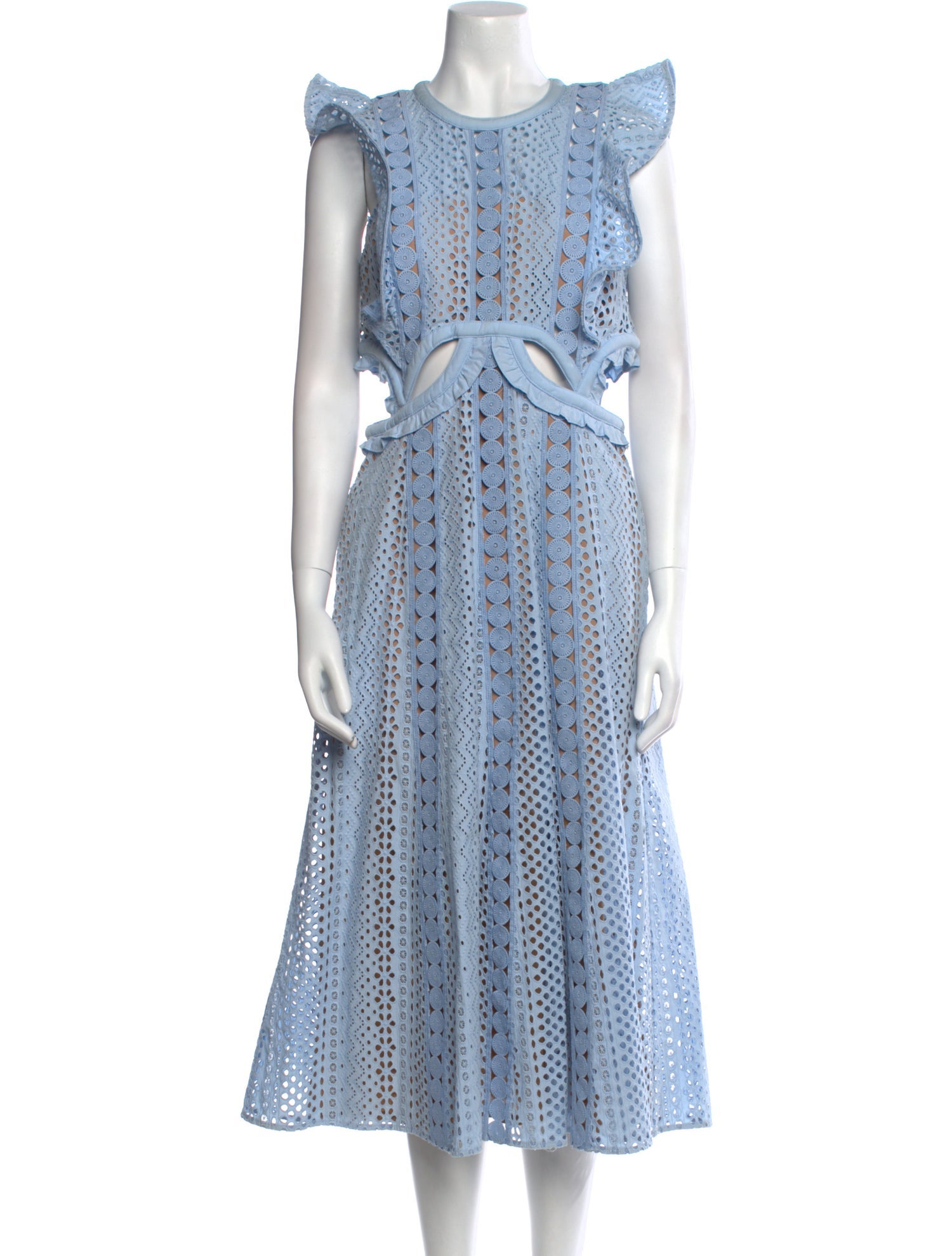 Self-Portrait Lace Pattern Midi Length Dress