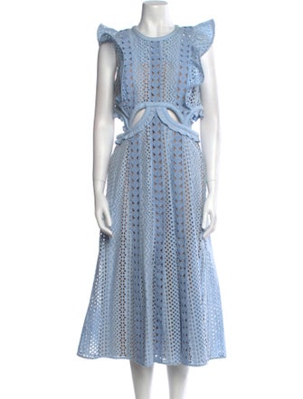 Self-Portrait Lace Pattern Midi Length Dress