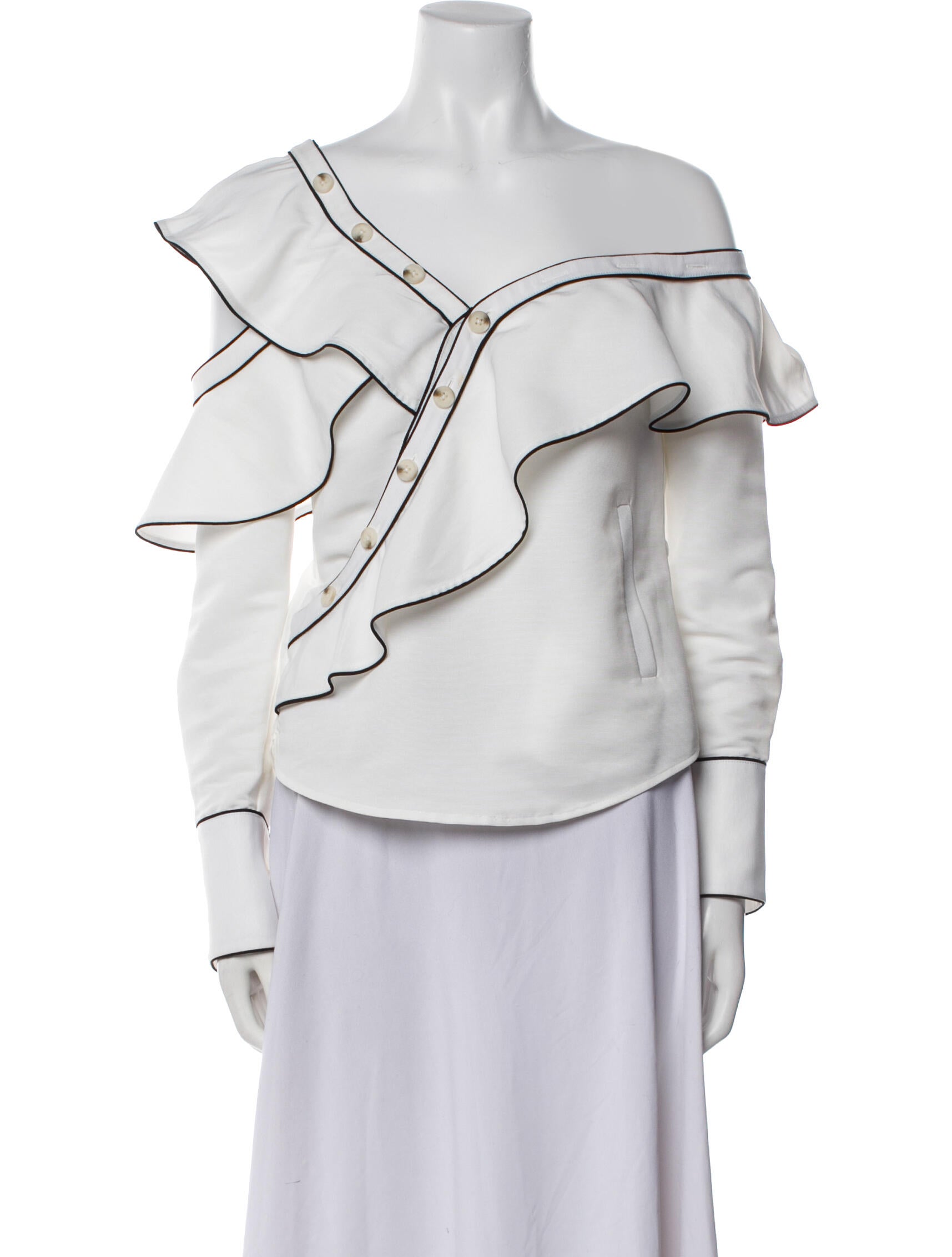 Self-Portrait Asymmetrical Long Sleeve Top