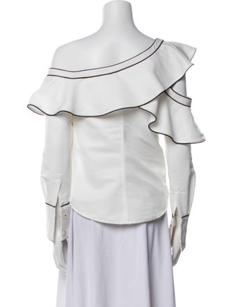 Self-Portrait Asymmetrical Long Sleeve Top