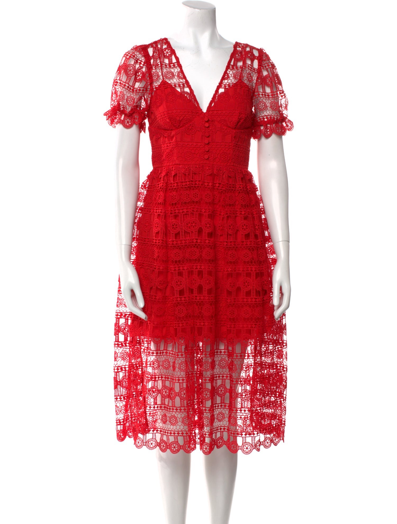 Self-Portrait V-Neck Midi Length Dress