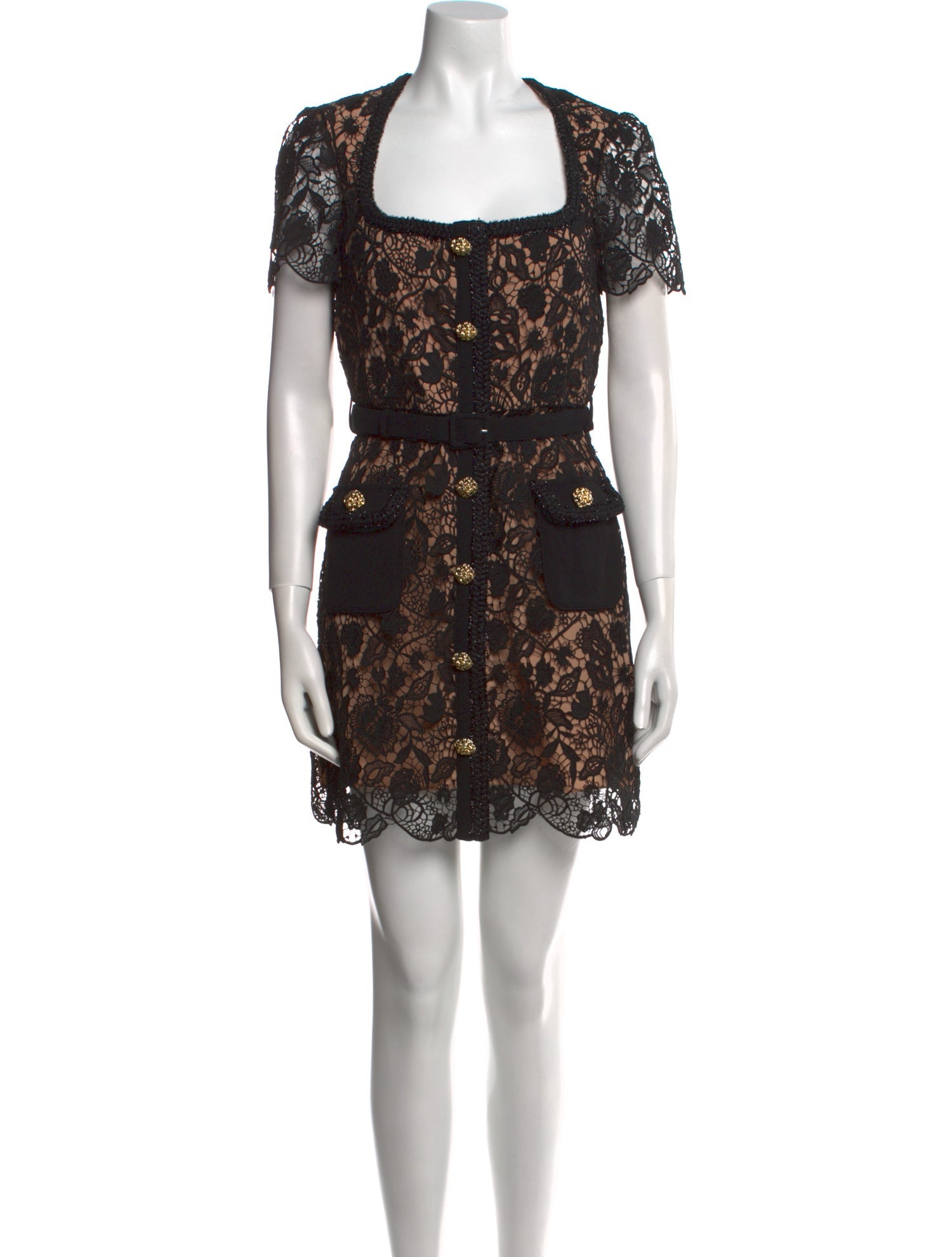 Self-Portrait Lace Pattern Mini Dress