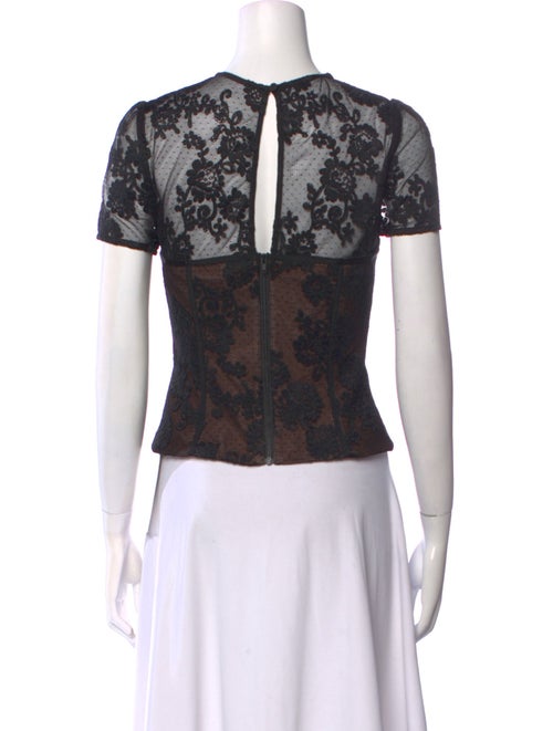 Self-Portrait Lace Pattern Crew Neck Top