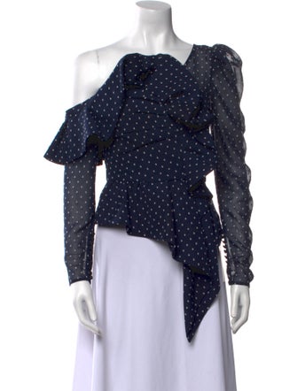 Self-Portrait Printed Cowl Neck Crop Top