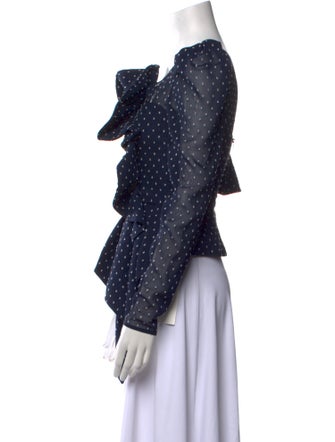 Self-Portrait Printed Cowl Neck Crop Top