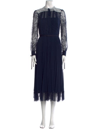 Self-Portrait Mock Neck Midi Length Dress