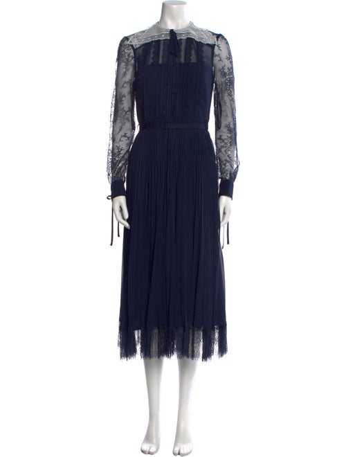 Self-Portrait Mock Neck Midi Length Dress