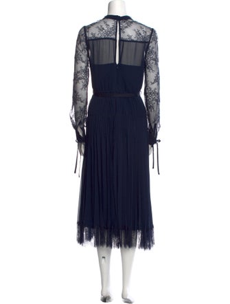 Self-Portrait Mock Neck Midi Length Dress