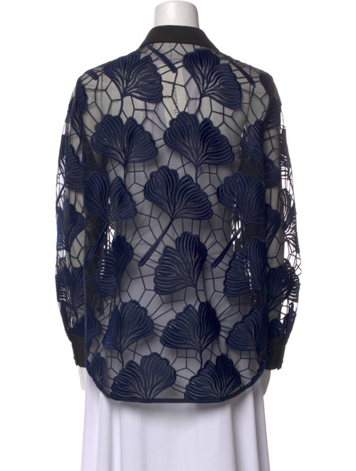 Self-Portrait Printed Long Sleeve Button-Up Top