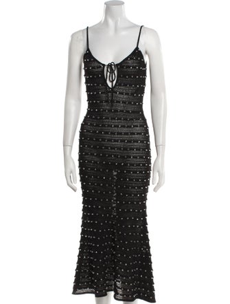 Self-Portrait V-Neck Long Dress