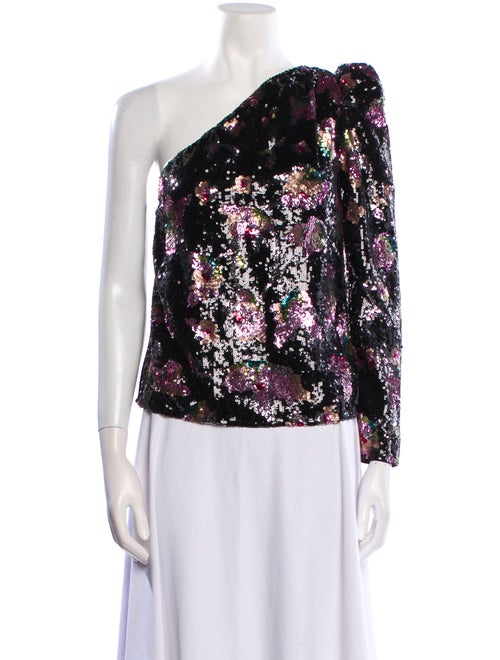 Self-Portrait Floral Print One-Shoulder Blouse