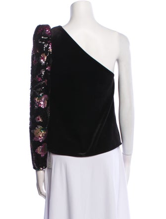 Self-Portrait Floral Print One-Shoulder Blouse