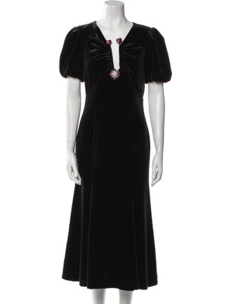 Self-Portrait V-Neck Midi Length Dress