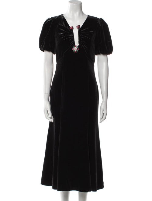 Self-Portrait V-Neck Midi Length Dress