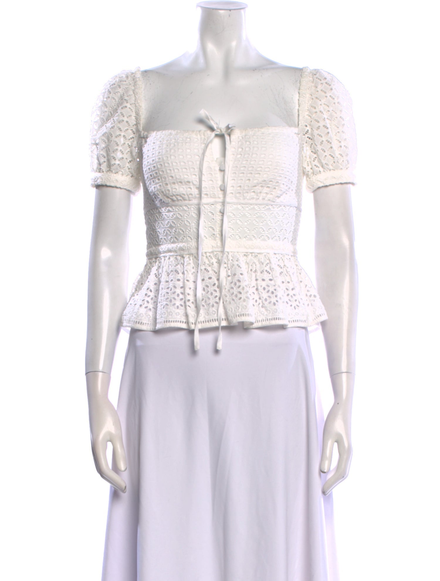 Self-Portrait Eyelet Lace Pattern Crop Top