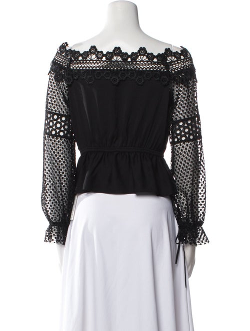 Self-Portrait Off-The-Shoulder Long Sleeve Crop Top