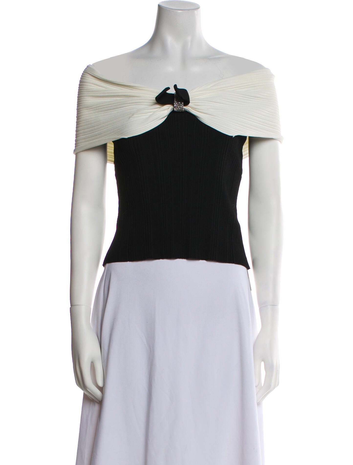 Self-Portrait Off-The-Shoulder Short Sleeve Crop Top