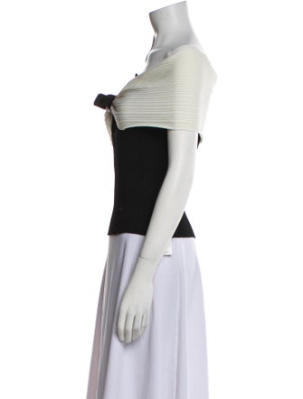 Self-Portrait Off-The-Shoulder Short Sleeve Crop Top