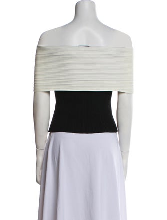 Self-Portrait Off-The-Shoulder Short Sleeve Crop Top