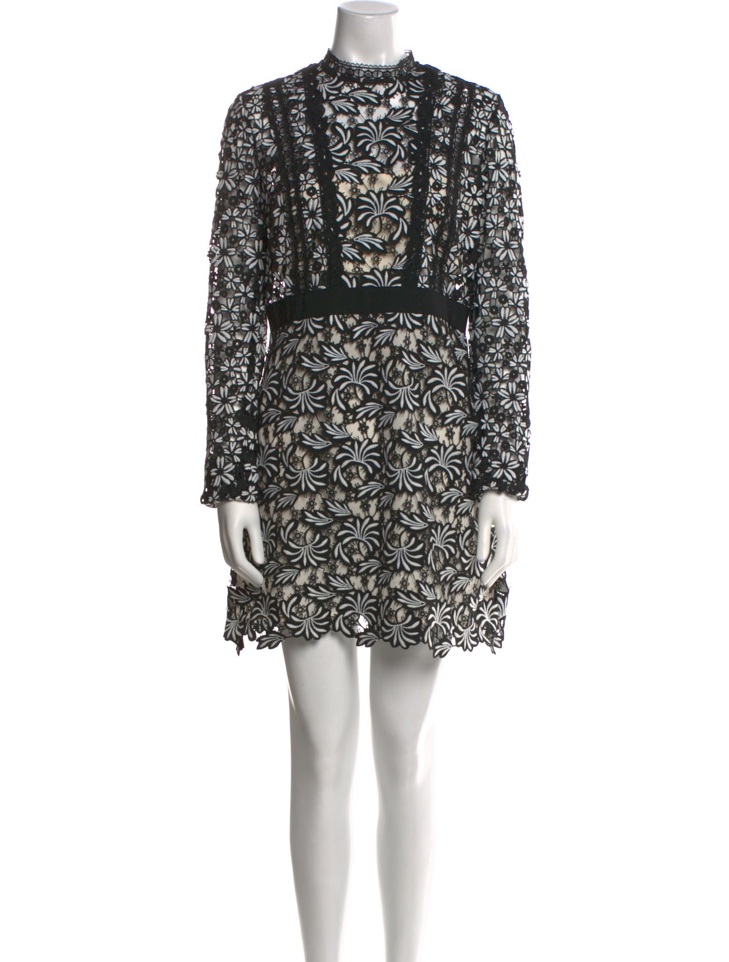 Self-Portrait Lace Pattern Mini Dress