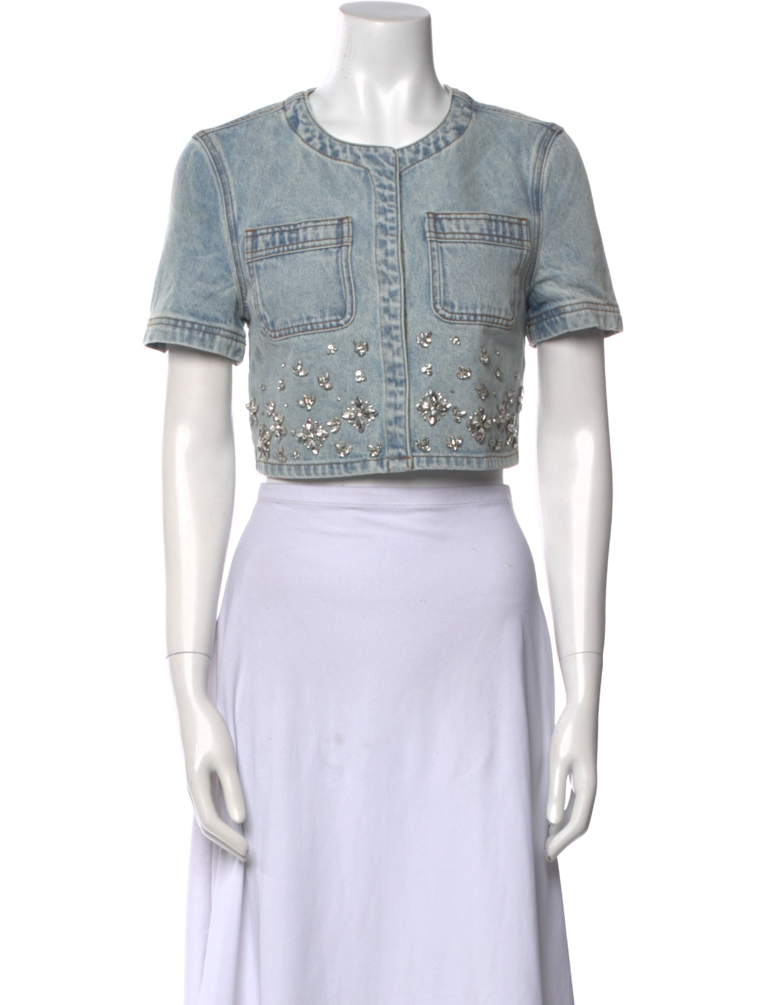 Self-Portrait Printed Crew Neck Crop Top w/ Tags